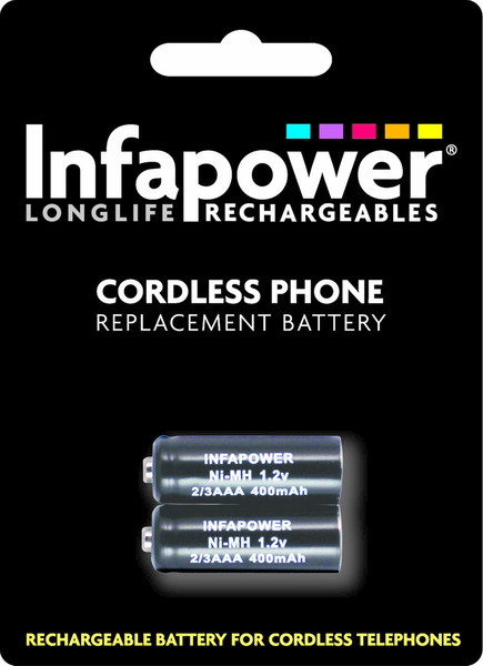 Infapower iDect 2/3AAA 400mAh Nickel Metal Hydride 400mAh 1.2V rechargeable battery