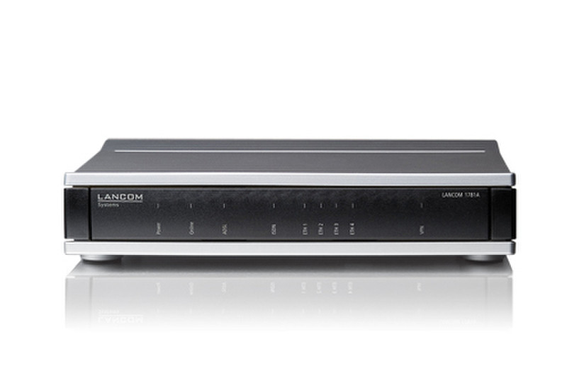Lancom Systems 1781A Eingebauter Ethernet-Anschluss ADSL2+ Schwarz, Silber Kabelrouter
