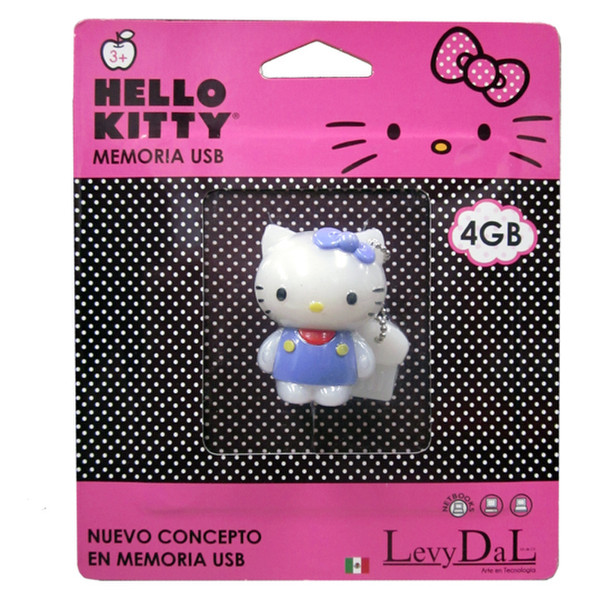 LevyDal 4GB Hello Kitty 4ГБ USB 2.0 Лиловый, Белый USB флеш накопитель