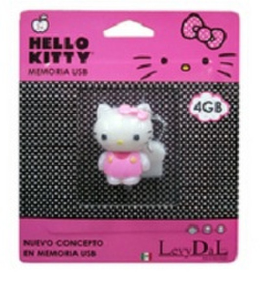 LevyDal 4GB Hello Kitty 4ГБ USB 2.0 Type-A Розовый, Белый USB флеш накопитель