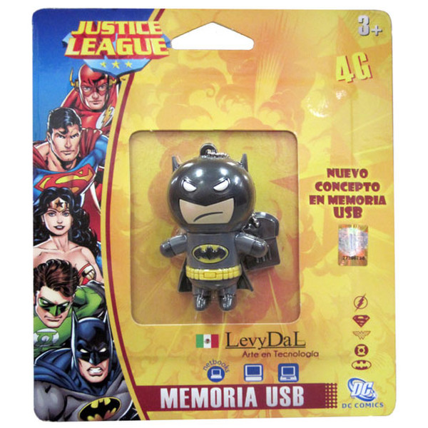 LevyDal 4GB Batman 4GB USB 2.0 Type-A Black,Grey,Yellow USB flash drive