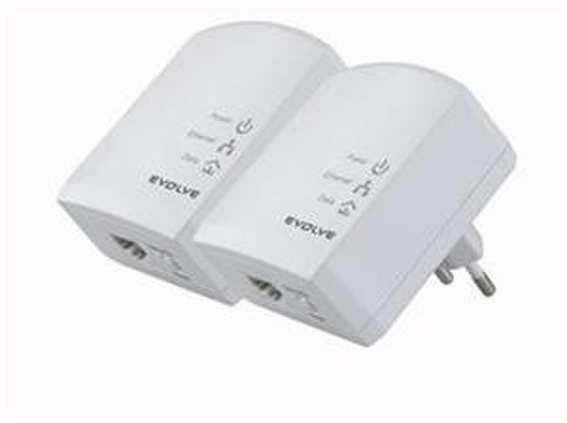 Evolveo PL200M KIT 200Mbit/s Eingebauter Ethernet-Anschluss Weiß 2Stück(e) PowerLine Netzwerkadapter