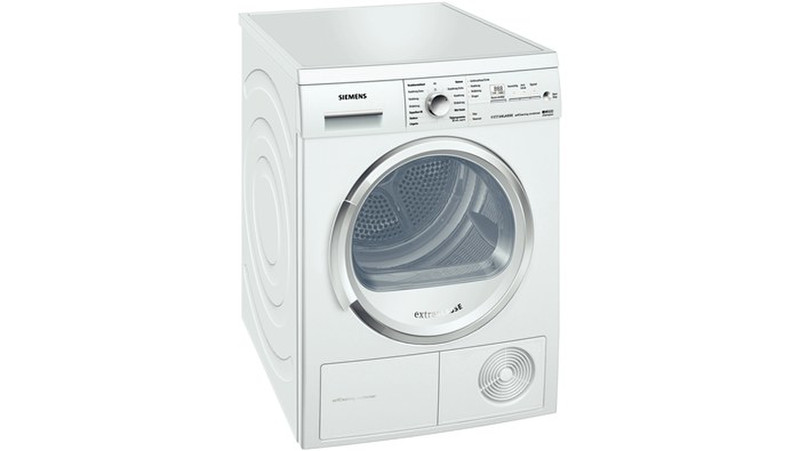 Siemens WT46W381NL Отдельностоящий Фронтальная загрузка 7кг A+ Алюминиевый, Белый сушилка для белья