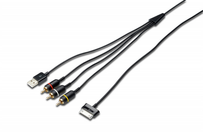 Ednet 31503 1.50m Samsung 30-pin 3x RCA + USB A Black mobile phone cable