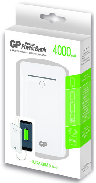 GP Batteries Portable PowerBank GL343 Литий-полимерная (LiPo) 4000мА·ч Белый