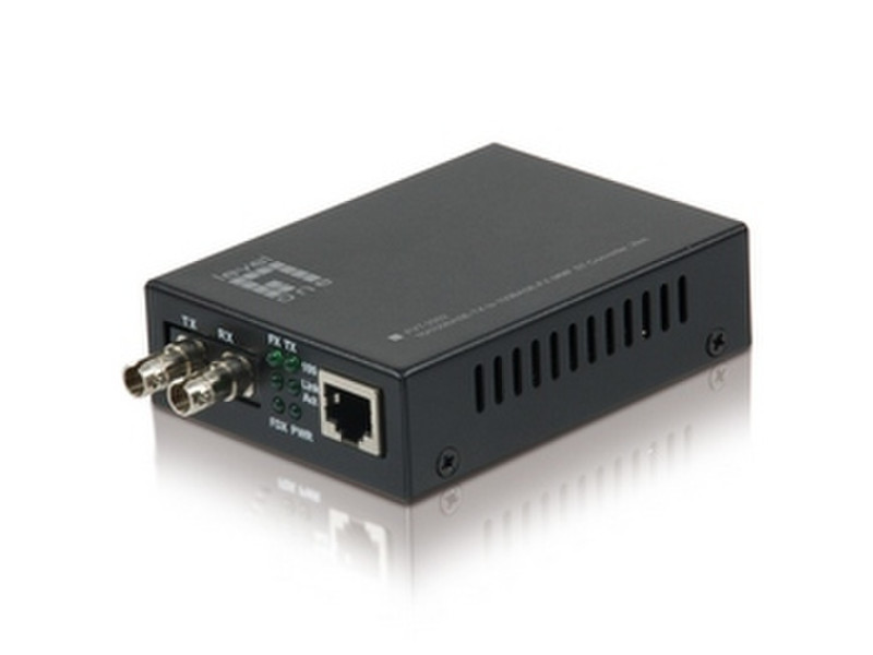LevelOne 10/100BASE-TX to 100BASE-FX MMF ST Converter, 2km network media converter