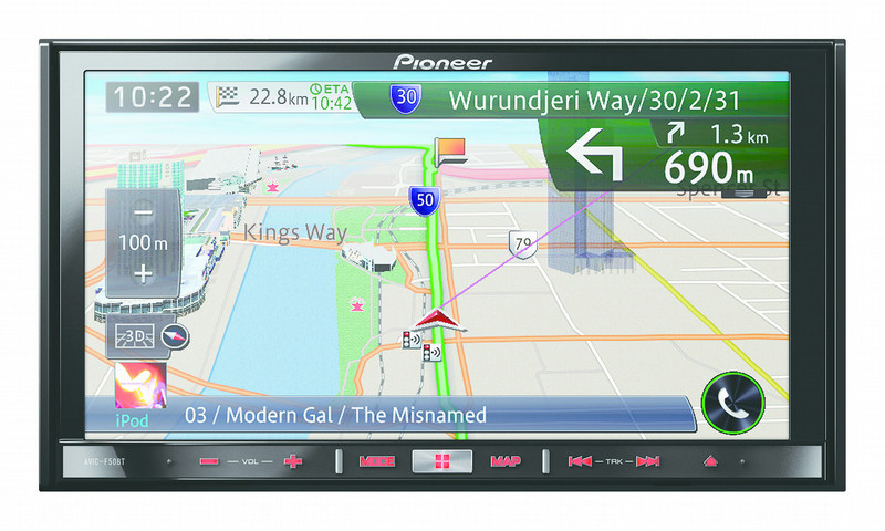 Pioneer AVIC-F50BT Fixed 7Zoll Touchscreen Schwarz Navigationssystem