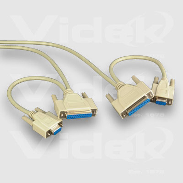 Videk DB9F+DB25F to DB9F+DB25F Null Modem Cable 3m 3m networking cable