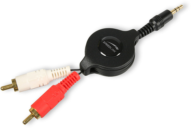 SPEEDLINK Stereo Cable, retractable 1.5m 3.5mm 2 x RCA Schwarz Audio-Kabel