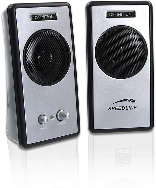 SPEEDLINK Definition Stereo Speaker, silver 2W Black loudspeaker