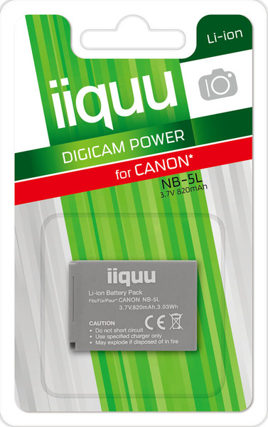 iiquu DCA005 Lithium-Ion 820mAh 3.7V rechargeable battery