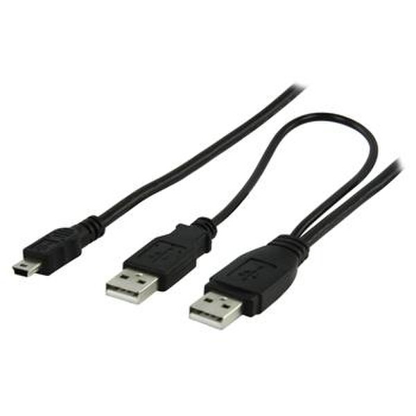 Valueline 2m, USB 2.0 2 x USB 2.0, A USB 2.0, 5-pin Black