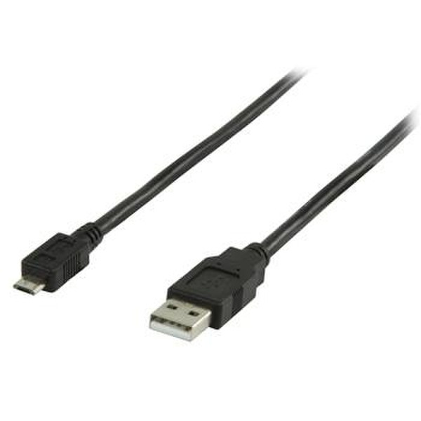 Valueline 0.5m, USB 2.0, USB A - Micro B 0.5m USB A Micro-USB B Black