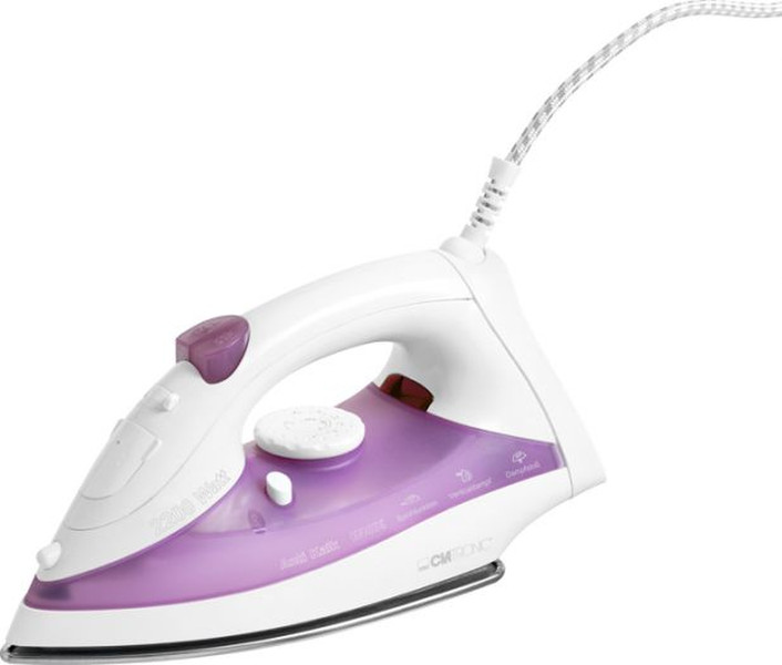 Clatronic DB 3399 Dry & Steam iron Stainless Steel soleplate 2200W Violet,White