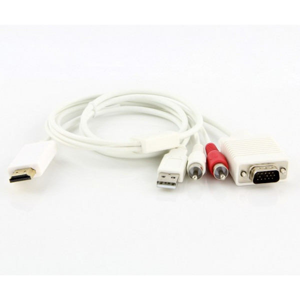 Techly ICOC HDMI-VGAU 1м HDMI VGA (D-Sub) + R/L + USB Белый адаптер для видео кабеля