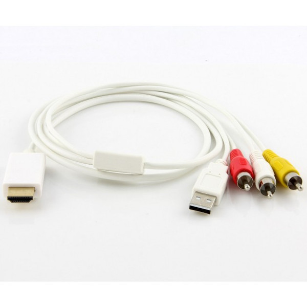 Techly ICOC HDMI-RCAU 1m HDMI 3 x RCA + USB Weiß Videokabel-Adapter