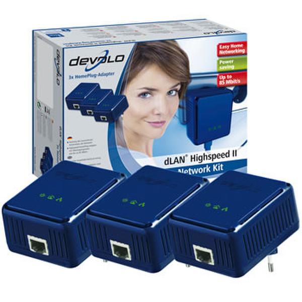 Devolo dLAN Highspeed Ethernet II Network Kit 85Мбит/с сетевая карта