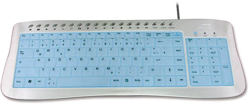 SPEEDLINK Illuminated Metal Keyboard USB QWERTZ Silber Tastatur