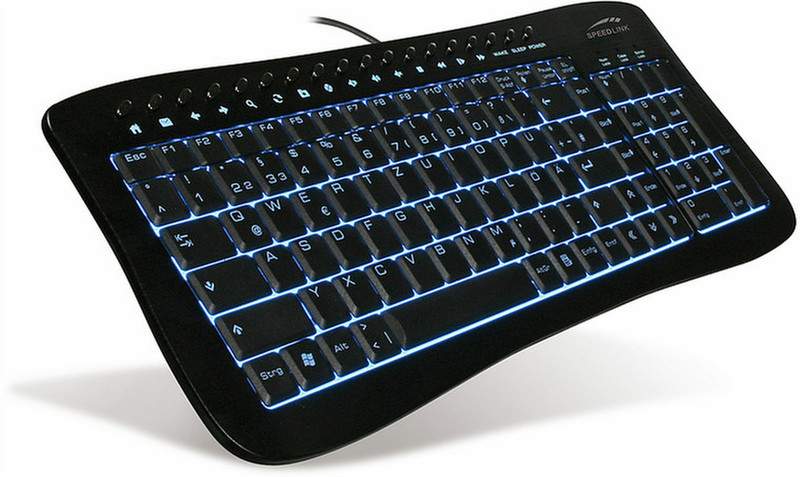 SPEEDLINK Illuminated Dark Metal Keyboard USB QWERTZ Черный клавиатура