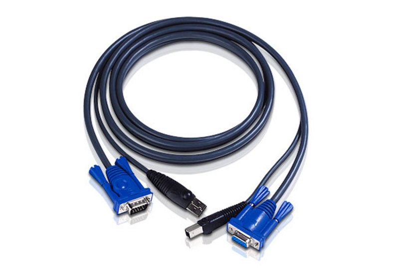 Aten 6ft USB Schwarz Tastatur/Video/Maus (KVM)-Kabel