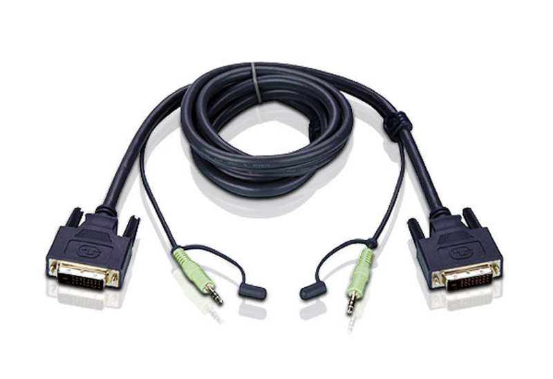 Aten 6ft DVI-D 1.8м Черный кабель клавиатуры / видео / мыши