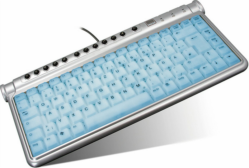 SPEEDLINK Illuminated USB-Hub Keyboard USB QWERTZ Blau Tastatur