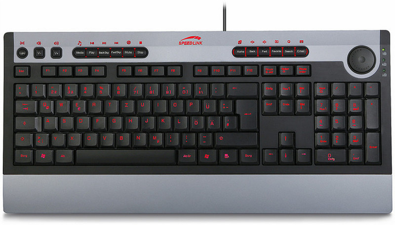 SPEEDLINK Alterno Dual Colour LED Keyboard USB QWERTZ Черный клавиатура