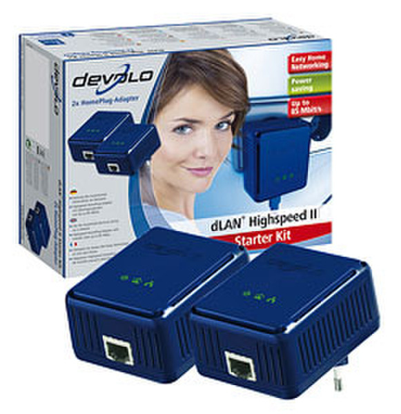 Devolo dLAN Highspeed Ethernet II Starter Kit Ethernet 85Мбит/с сетевая карта