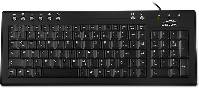 SPEEDLINK Base Line USB Keyboard, black USB+PS/2 QWERTZ Black keyboard