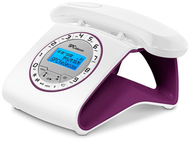 SPC 7703J DECT Идентификация абонента (Caller ID) Пурпурный, Белый телефон