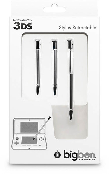 Bigben Interactive 3DS Stylus Retrattili Black,Metallic stylus pen