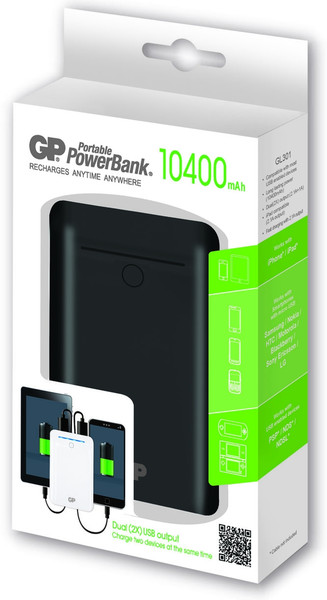 GP Batteries Portable PowerBank GL301 Lithium-Ion (Li-Ion) 10400mAh Black