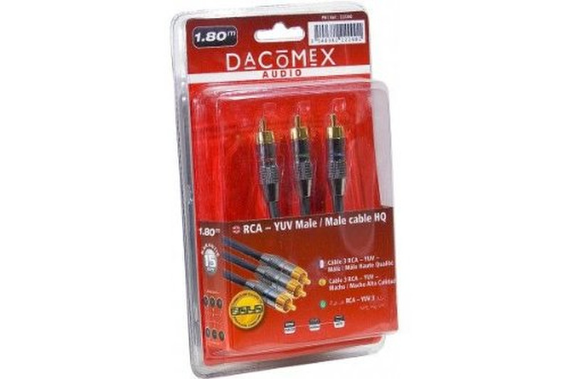 Dacomex 222200 3 x RCA YUV Schwarz Kabelschnittstellen-/adapter