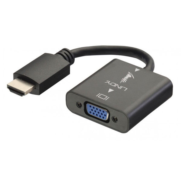 Lindy HDMI/VGA 0.1m HDMI VGA (D-Sub) Black video cable adapter