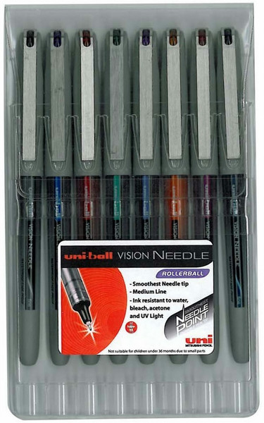 Uni-Ball Vision Needle Black,Blue,Green,Orange,Red,Violet 8pc(s)