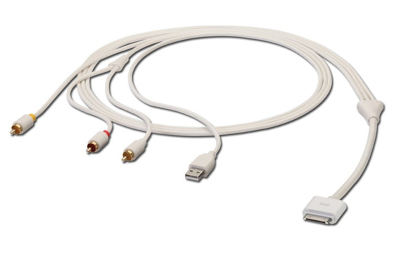 Lindy 73389 1.5m 3 x RCA + S-Video Apple 30p White video cable adapter