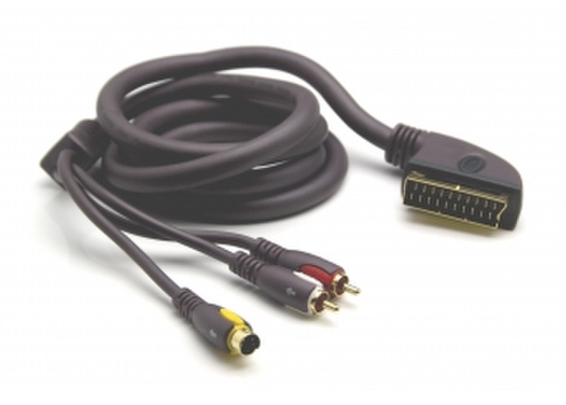 G&BL ACSVA15-I 1.5m S-VHS + 2xRCA SCART (21-pin) Black