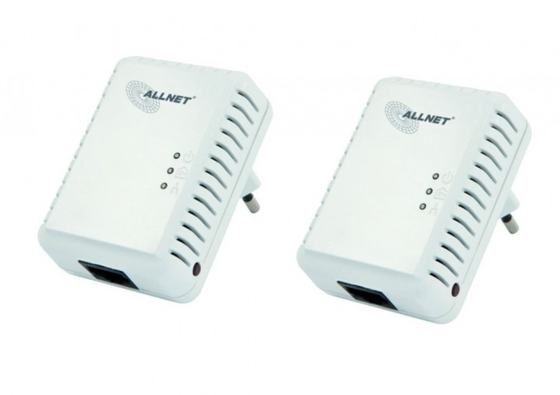 ALLNET ALL168250DOUBLE 500Mbit/s Eingebauter Ethernet-Anschluss Weiß 2Stück(e) PowerLine Netzwerkadapter