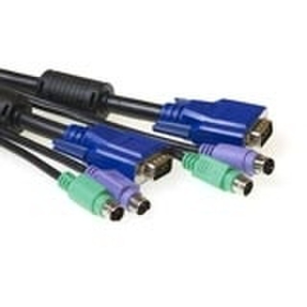Intronics 3-in-1 connection cable M - M, 2.0m 2m Schwarz Tastatur/Video/Maus (KVM)-Kabel