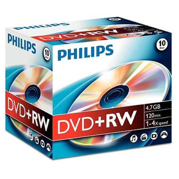 Philips DVD+RW 4.7GB 4X JC (10) 4.7ГБ DVD+RW 10шт