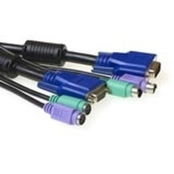 Intronics 3-in-1 extension cable M - F, 2.0m 2m Schwarz Tastatur/Video/Maus (KVM)-Kabel