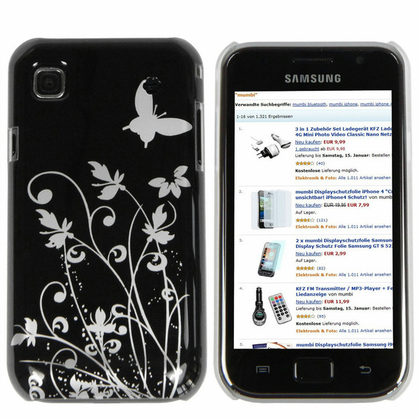 mumbi GALAXY-S-HÜLLE-SCHWA Cover case Черный, Белый чехол для мобильного телефона