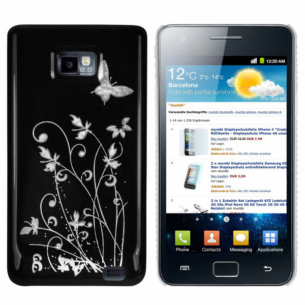 mumbi GALAXY-S2-HÜLLE-WEIS Cover case Черный, Белый чехол для мобильного телефона