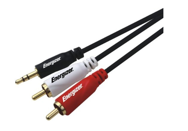 Energizer LCAECJACRCA30 3m 2 x RCA 3.5mm Schwarz, Rot, Weiß Audio-Kabel