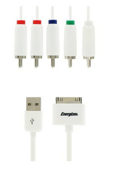 Energizer LCAEHIPRCA15 1.5m 5 x RCA USB White video cable adapter