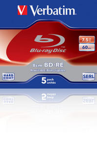 Verbatim BD-RE 8cm 7.5GB 2x 5 Pack Jewel Case 7.5GB BD-RE 5pc(s)