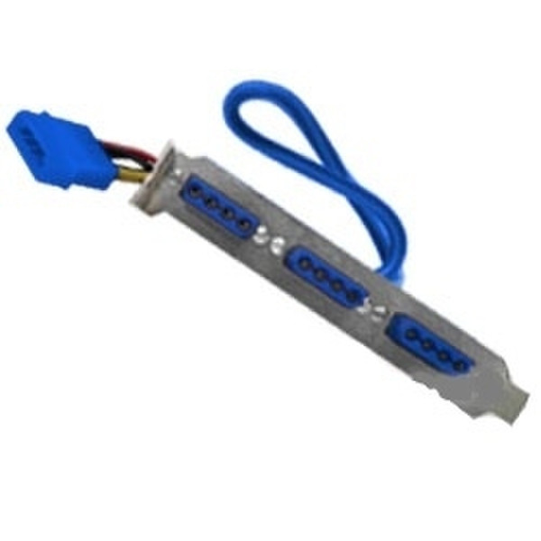 AC Ryan Backy 3x Molex Splitter power, sleeved UVBlue Molex Molex Blue cable interface/gender adapter
