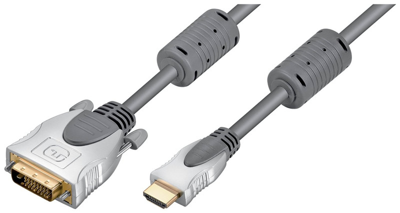 1aTTack HDMI-DVI-D M-M 7.5m 7.5m HDMI DVI-D Grau, Weiß Videokabel-Adapter