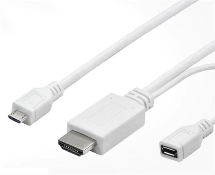 Ksix BXCMHL02 1.5m Micro-USB HDMI White mobile phone cable