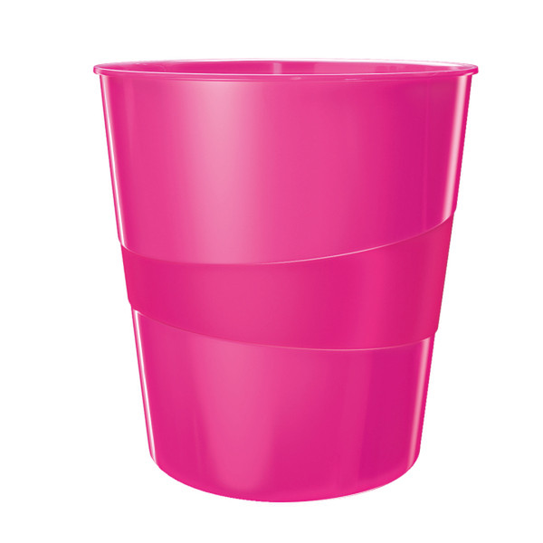 Leitz WOW Waste Bin 15L Polystyrene Pink waste basket
